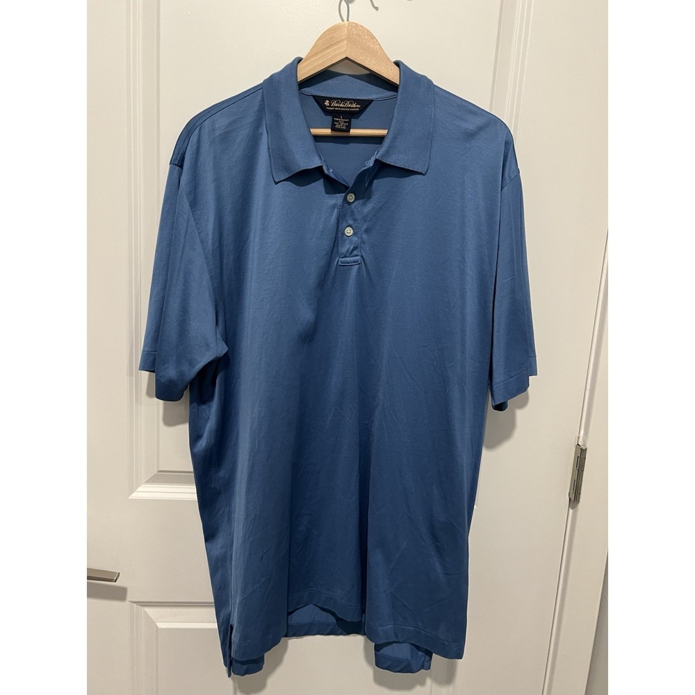 Brooks Brothers Men's Large Blue Performance Polo Shirt‎ Size Large 100% Cotton
